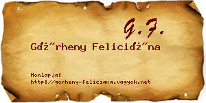 Görheny Feliciána névjegykártya